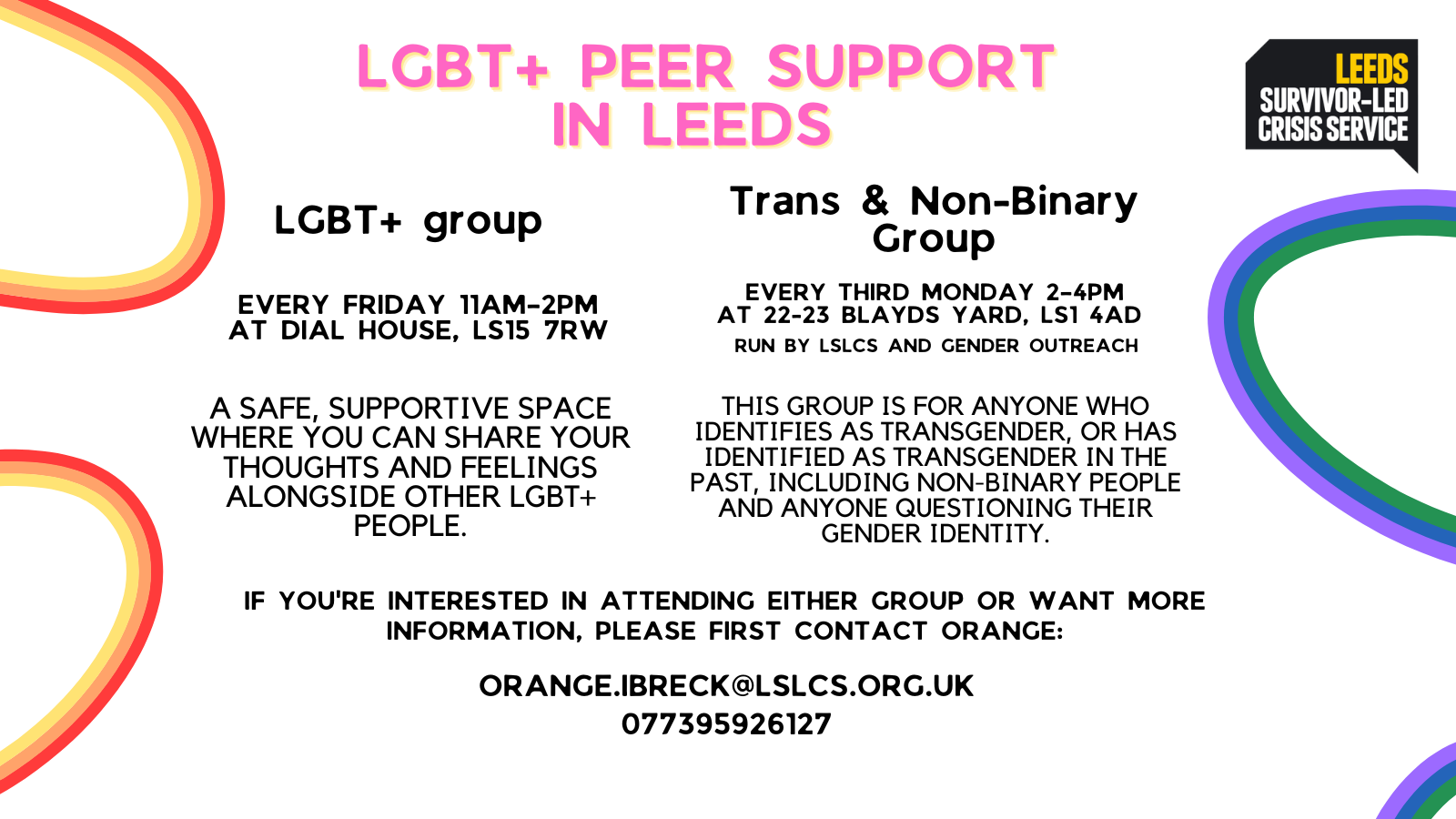 Leeds Survivor Led Crisis Service LGBT and Trans Non Binary Groups